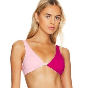 LSPACE Luna Bikini Top in Crystal Pink & Bougainvillea SIZE SMALL NWT